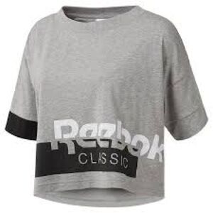 Reebok Gray Cropped Tee with Black Graphic Band